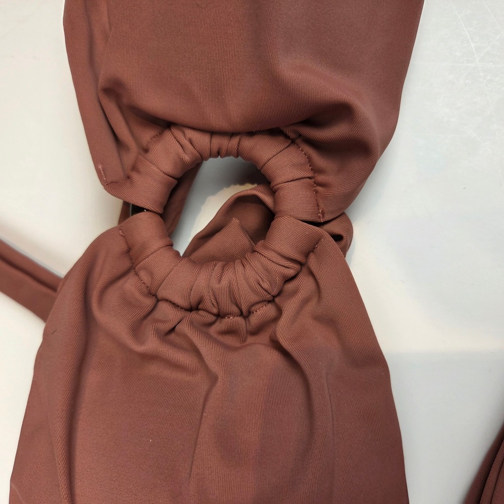 Zaful Bikini Set Women S Rust O-Ring Bandeau High Cut Beach Summer Boho 601 NWT - Picture 7 of 13